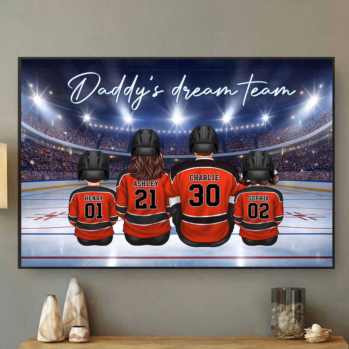 Together We Make A Winning Team Hockey Family - Personalized Poster - Heartfelt Gift For Family