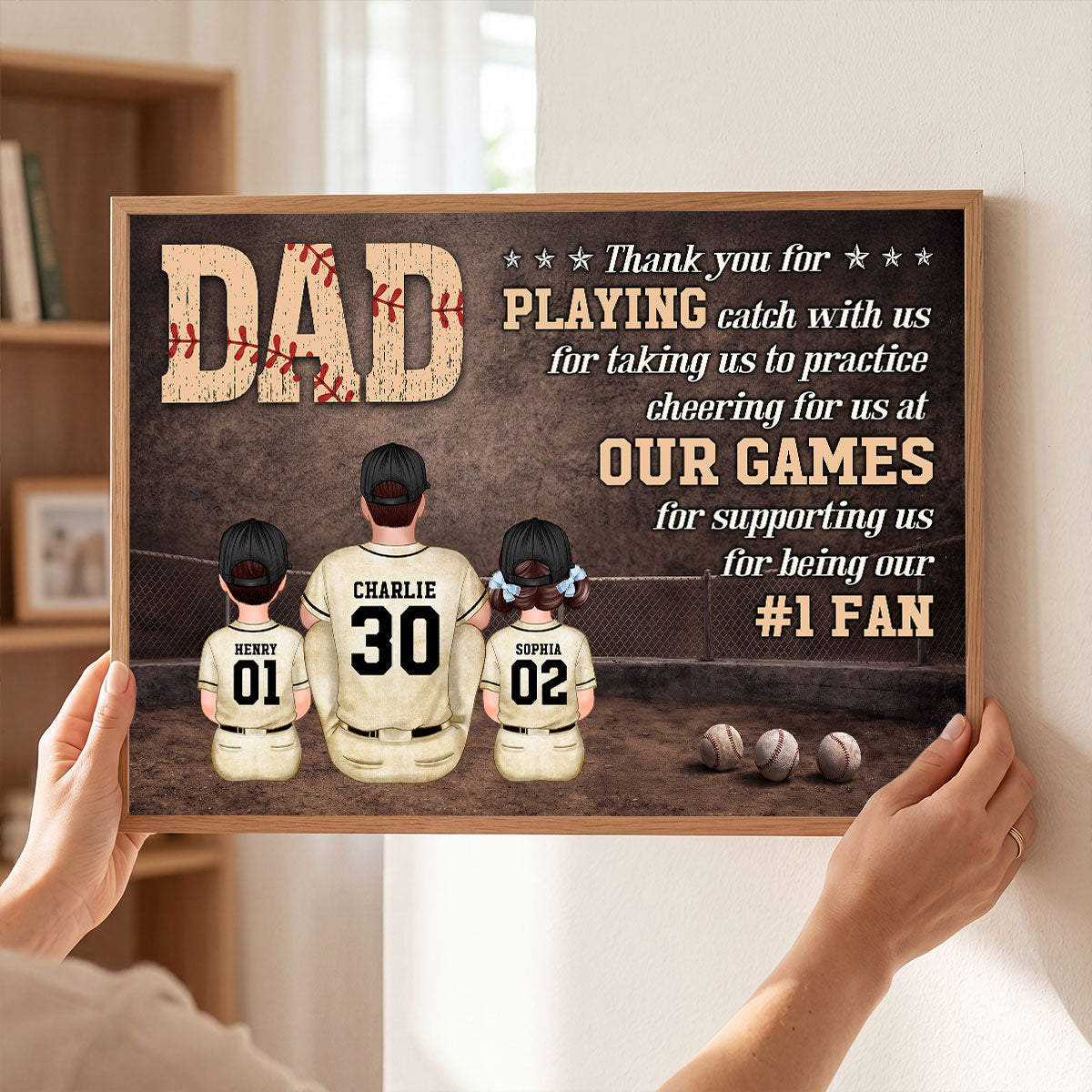 Baseball Dear Dad Thank You - Personalized Poster - Father's Day Gift For Baseball Dad, Husband