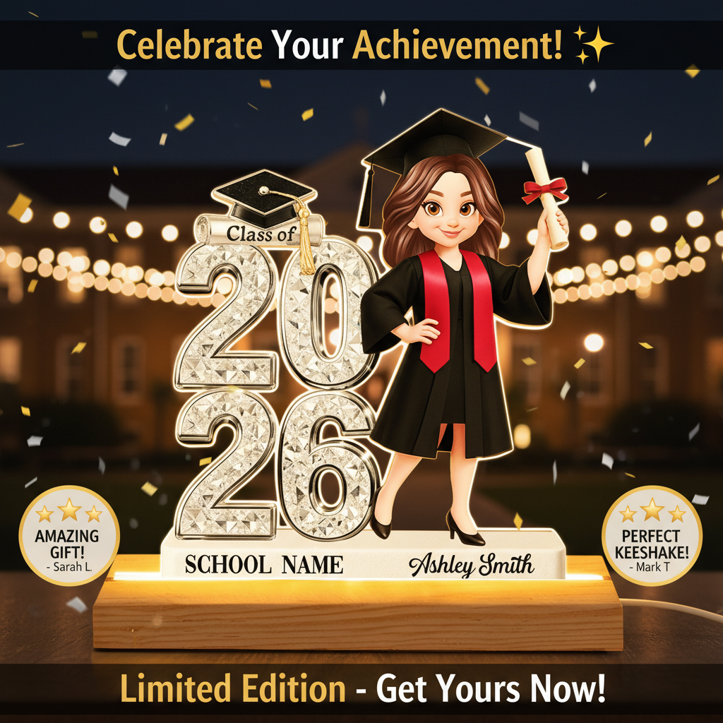 Class Of 2026 2027 Senior - Personalized Acrylic Plaque LED Night Light - Graduation Gift For Graduates, Daughter
