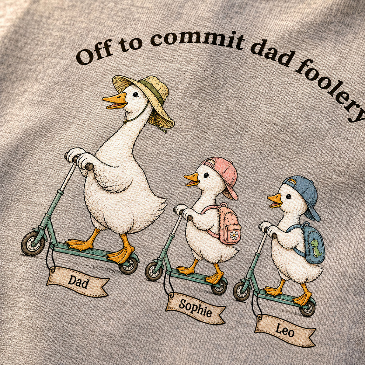 Off To Commit Dad Foolery Silly Goose Dad & Kids - Personalized Shirt - Funny Father's Day Shirt For Husband
