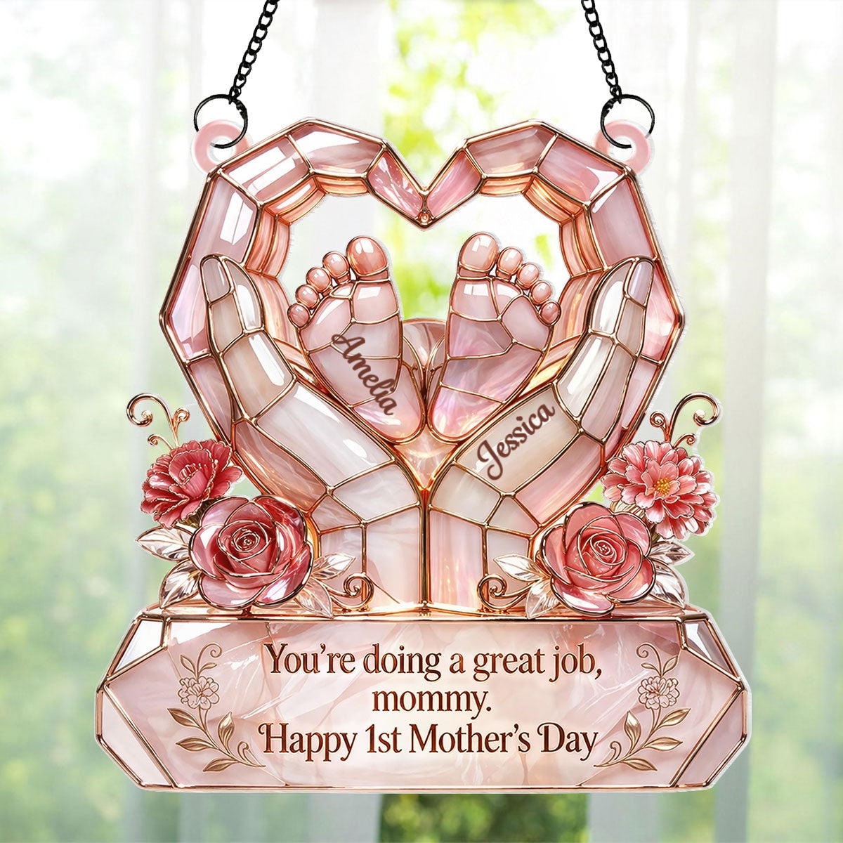 Happy 1st Mother's Day - Personalized Suncatcher - Heartfelt Mother's Day Gift for New Mom, Wife
