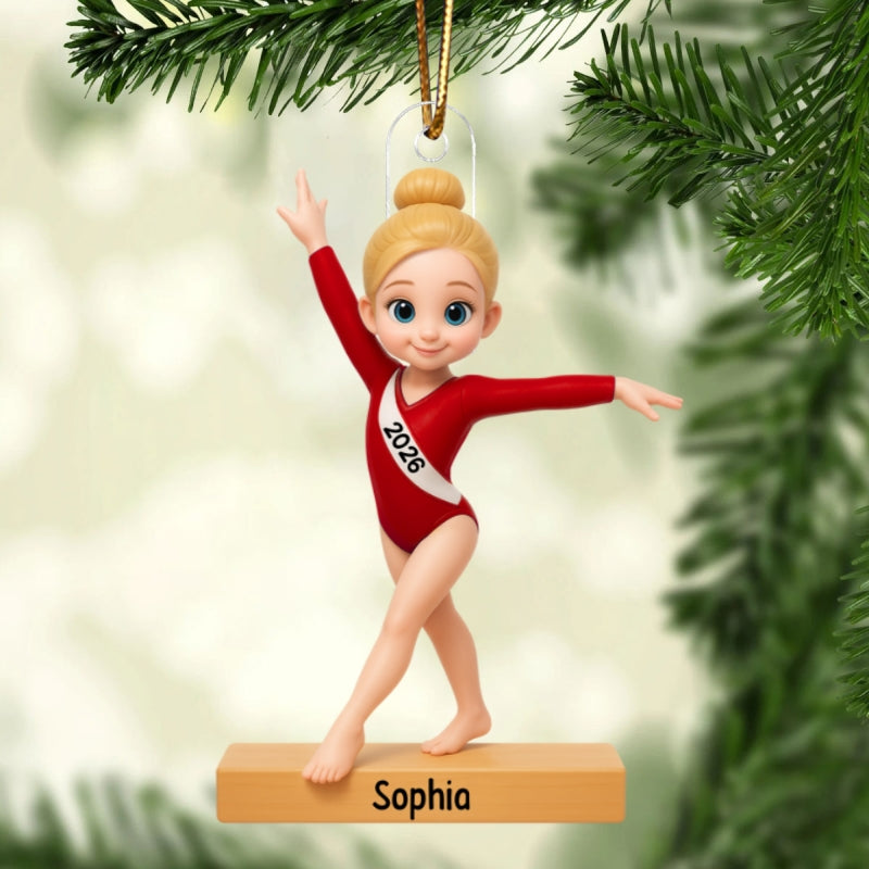 3D Effect Gymnastic Girl - Personalized Acrylic Ornament - Christmas Gift For Daughter Granddaughter