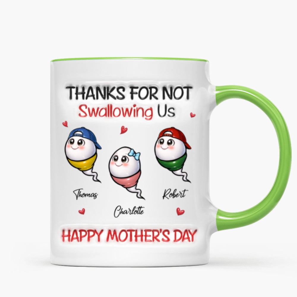 Little Cute Kids Thanks For Not Swallowing Us - Personalized Mug - Funny Mother's Day Gift For Mom