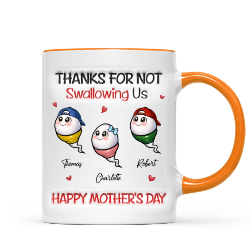 Little Cute Kids Thanks For Not Swallowing Us - Personalized Mug - Funny Mother's Day Gift For Mom