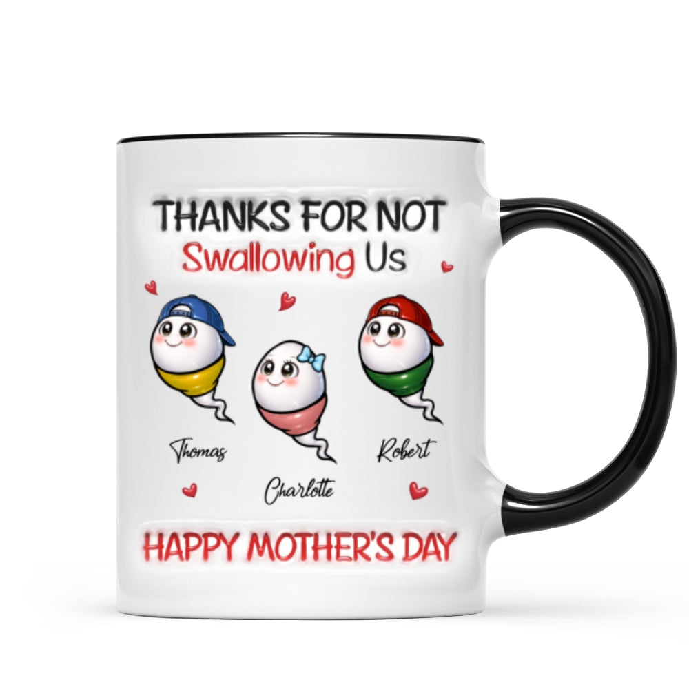 Little Cute Kids Thanks For Not Swallowing Us - Personalized Mug - Funny Mother's Day Gift For Mom