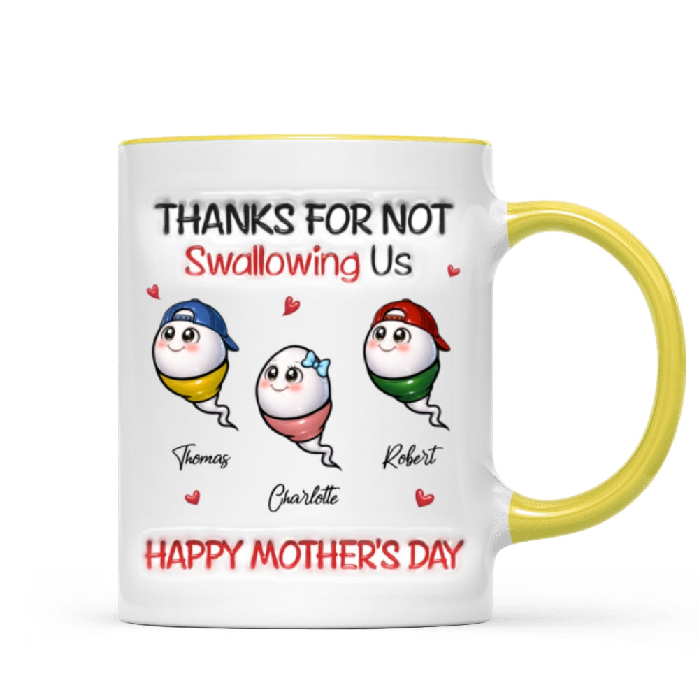 Little Cute Kids Thanks For Not Swallowing Us - Personalized Mug - Funny Mother's Day Gift For Mom
