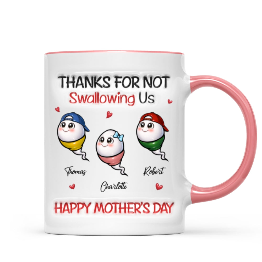 Little Cute Kids Thanks For Not Swallowing Us - Personalized Mug - Funny Mother's Day Gift For Mom
