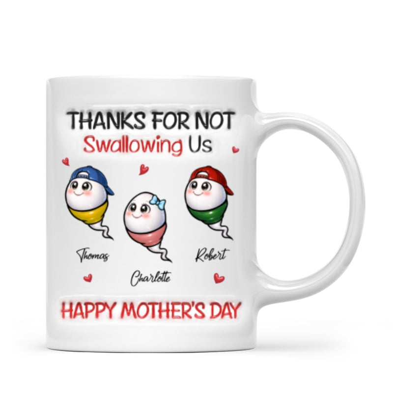 Little Cute Kids Thanks For Not Swallowing Us - Personalized Mug - Funny Mother's Day Gift For Mom