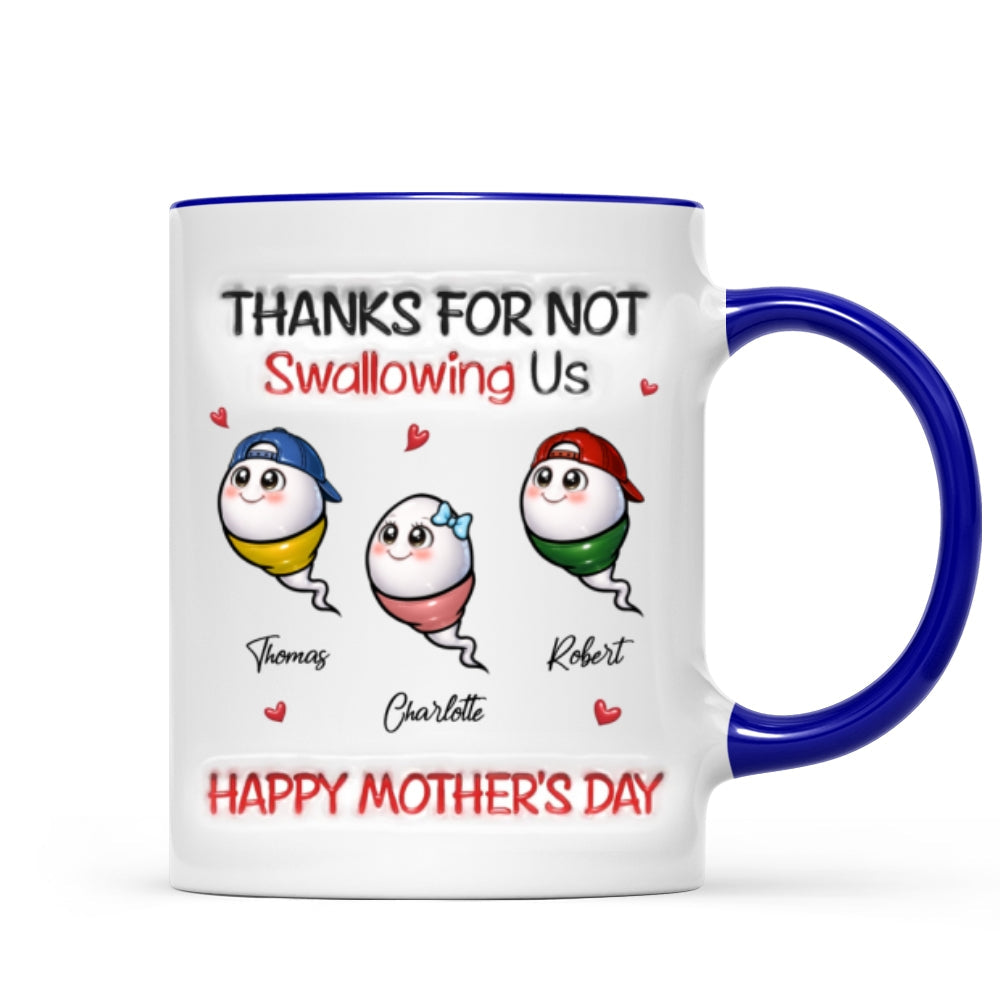 Little Cute Kids Thanks For Not Swallowing Us - Personalized Mug - Funny Mother's Day Gift For Mom