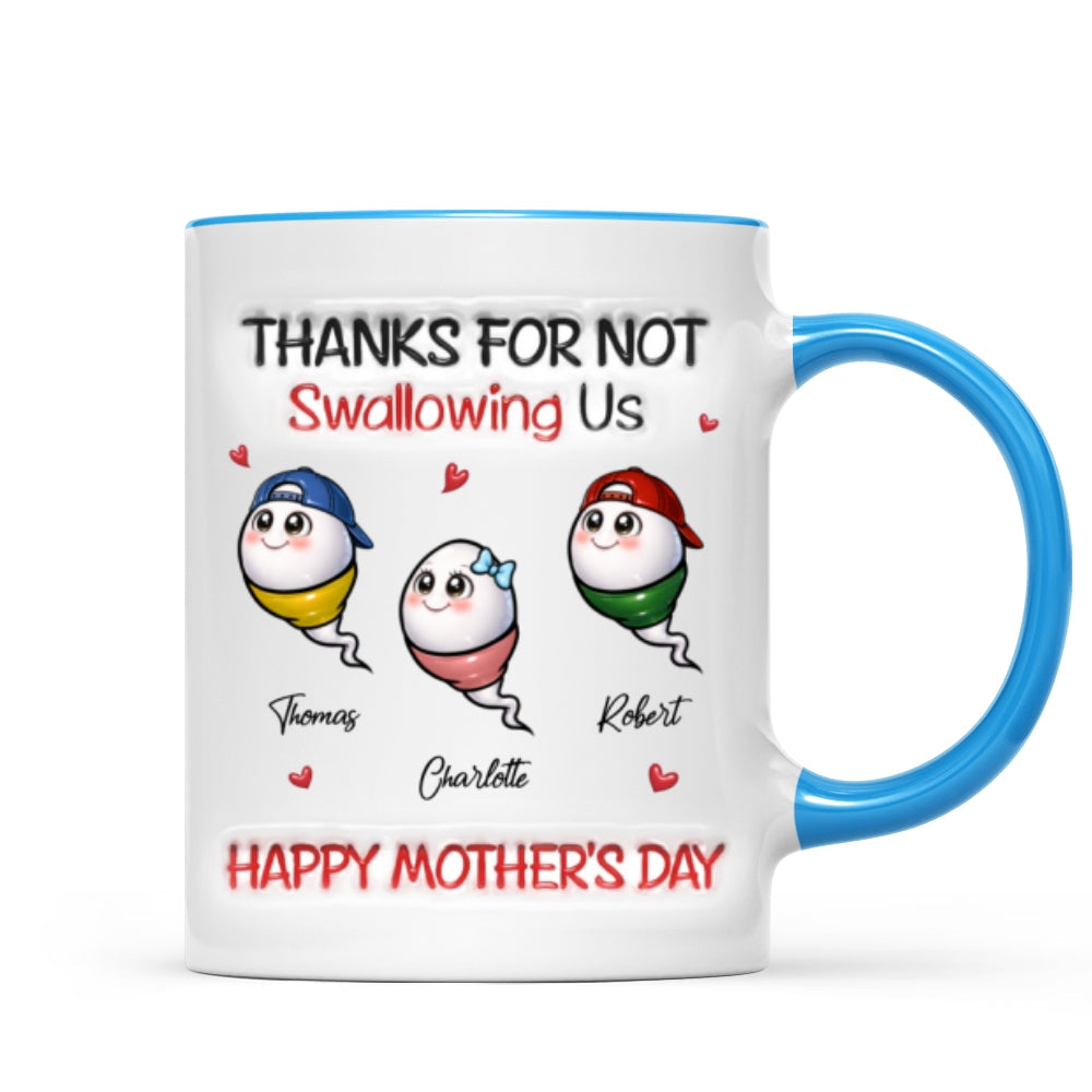 Little Cute Kids Thanks For Not Swallowing Us - Personalized Mug - Funny Mother's Day Gift For Mom