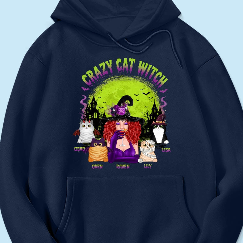 Crazy Cat Witch - Personalized Shirt - Halloween Gift for Cat Moms, Cat Lovers