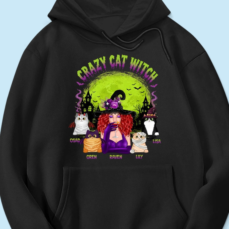 Crazy Cat Witch - Personalized Shirt - Halloween Gift for Cat Moms, Cat Lovers