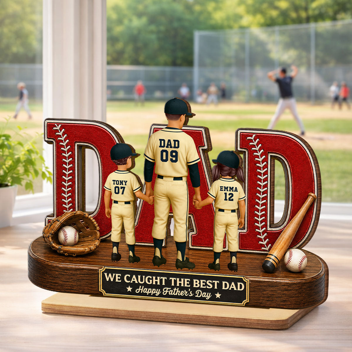 Baseball Dad Legend We Caught The Best Dad - Personalized 2-Layered Wooden Plaque -  Gift For Dad