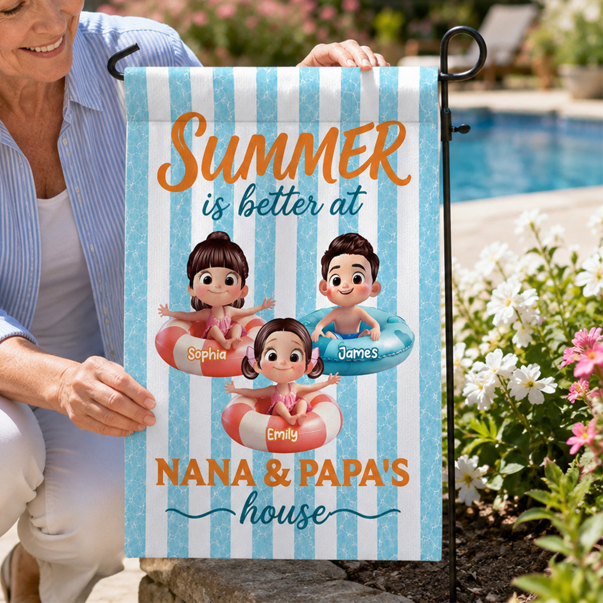 Summer Is Better At Grandma Grandpa House - Personalized Garden Flag