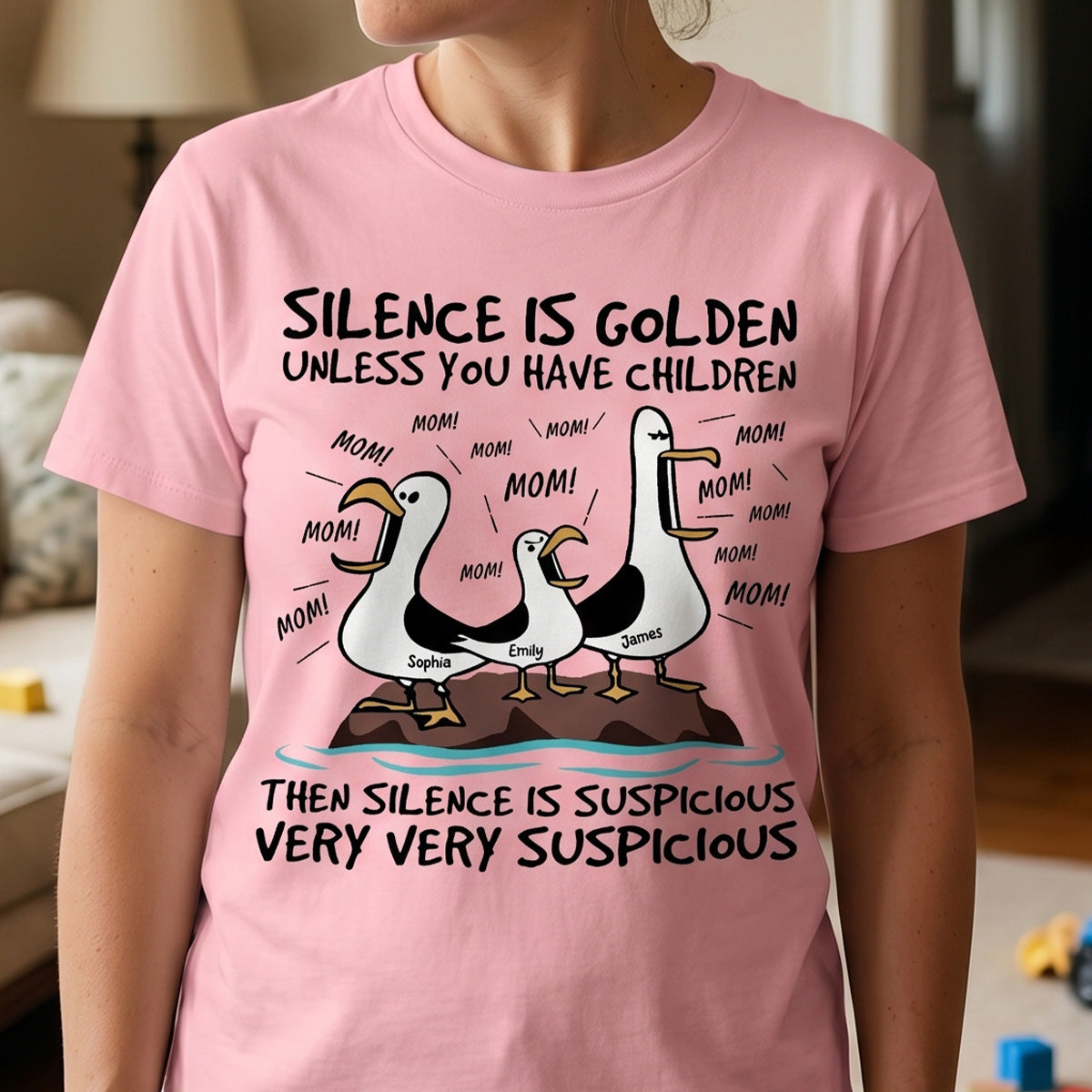 Silence Is Golden Unless You Have Kids Seagull Mom Mom Mom - Personalized Shirt - Funny Mother's Day Gift For Mom