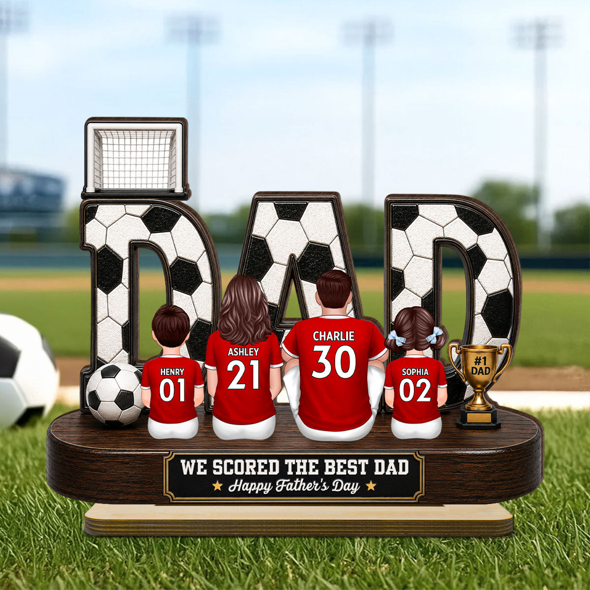 Soccer Family Legend We Scored The Best Dad - Personalized 2-Layered Wooden Plaque -  Gift For Dad, Husband, Soccer Lovers