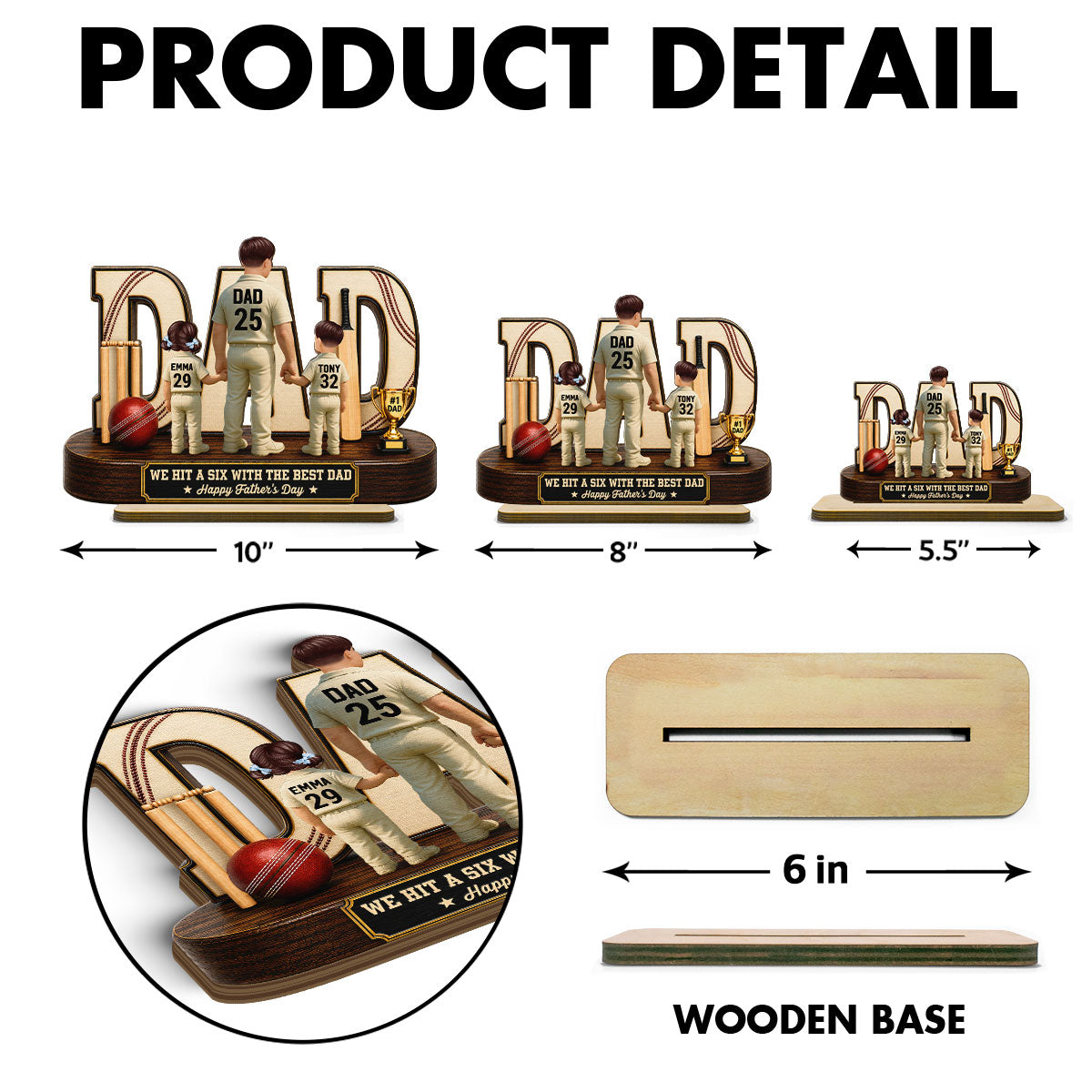 Cricket Dad Legend Hit A Six With The Best Dad - Personalized 2-Layered Wooden Plaque -  Gift For Dad, Husband, Cricket Lovers