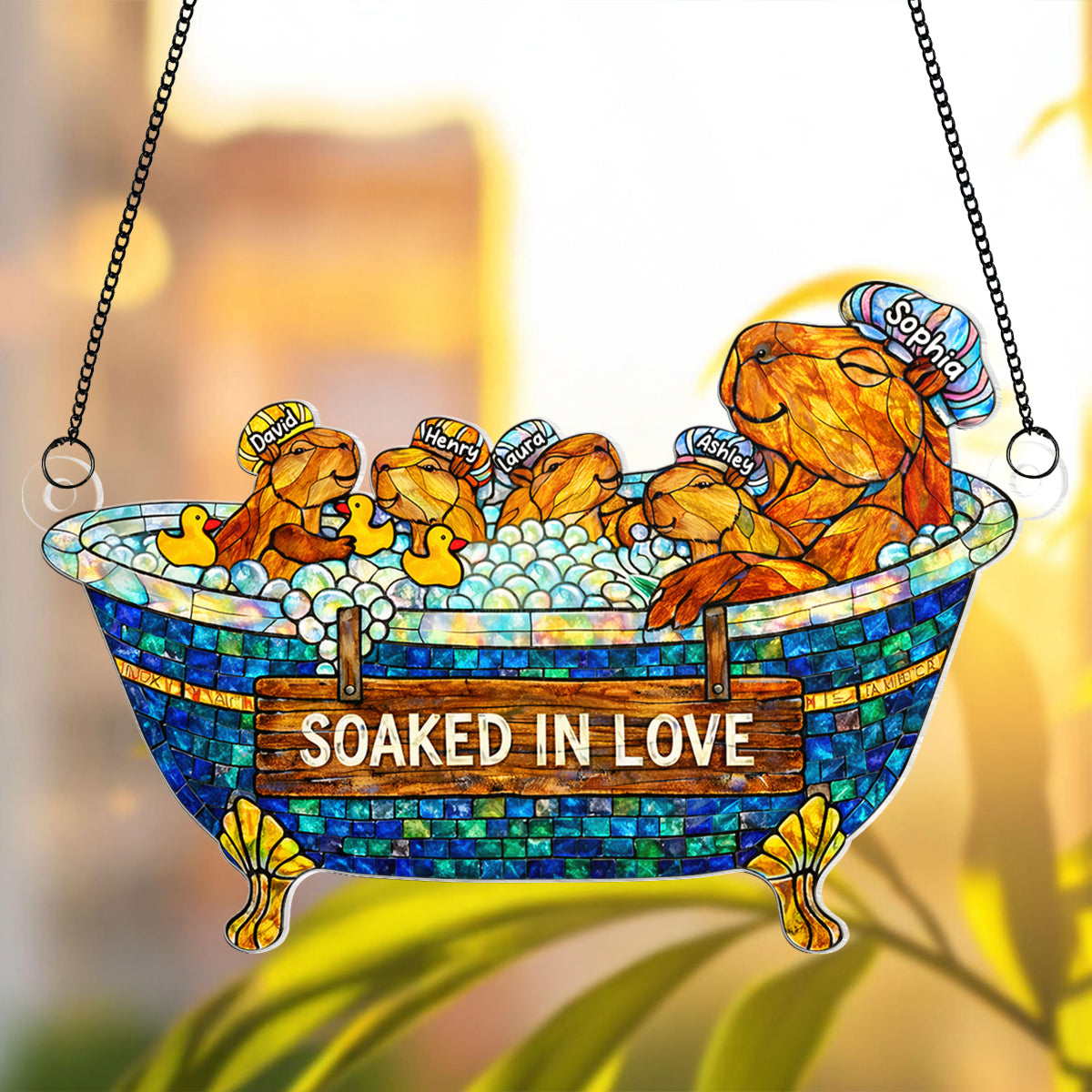 Cute Water Critter Mom - Personalized Suncatcher - Gift For Mom, Grandma