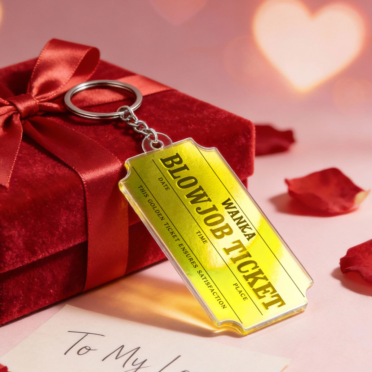 Golden Ticket Funny Valentine's Day Gift for him - Personalized Acrylic Keychain