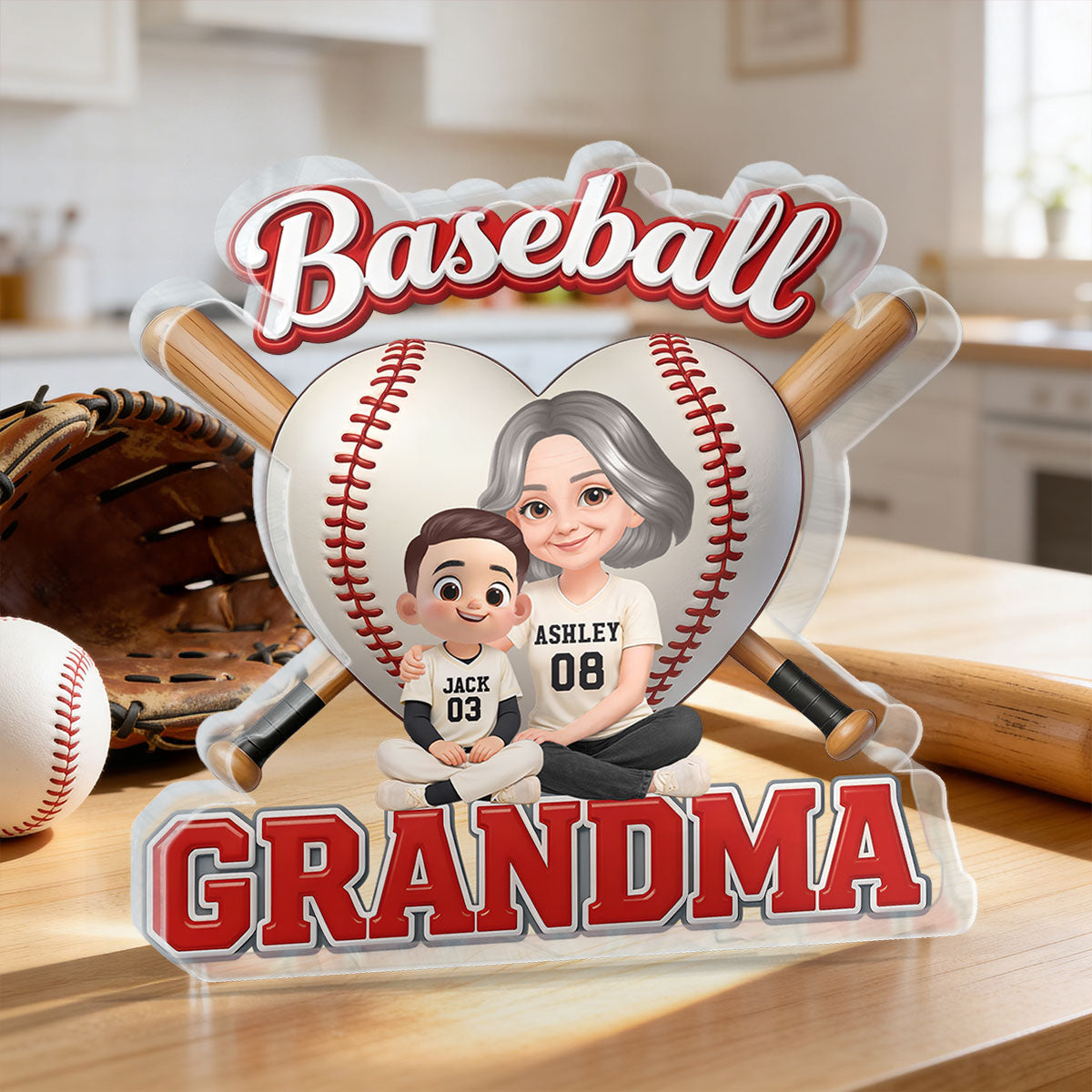 Little Sluggers Crew Baseball Grandma - Personalized Acrylic Block Plaque - Mother's Day Gift For Grandma, Mom