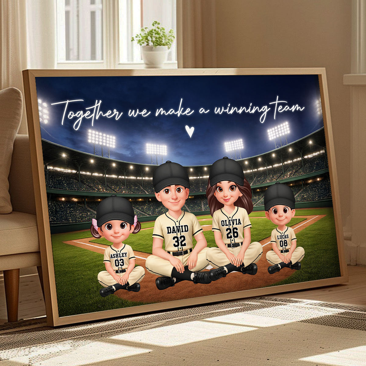 Together We Make A Winning Team Baseball Family - Personalized Poster - Heartfelt Gift For Dad, Gift For Family