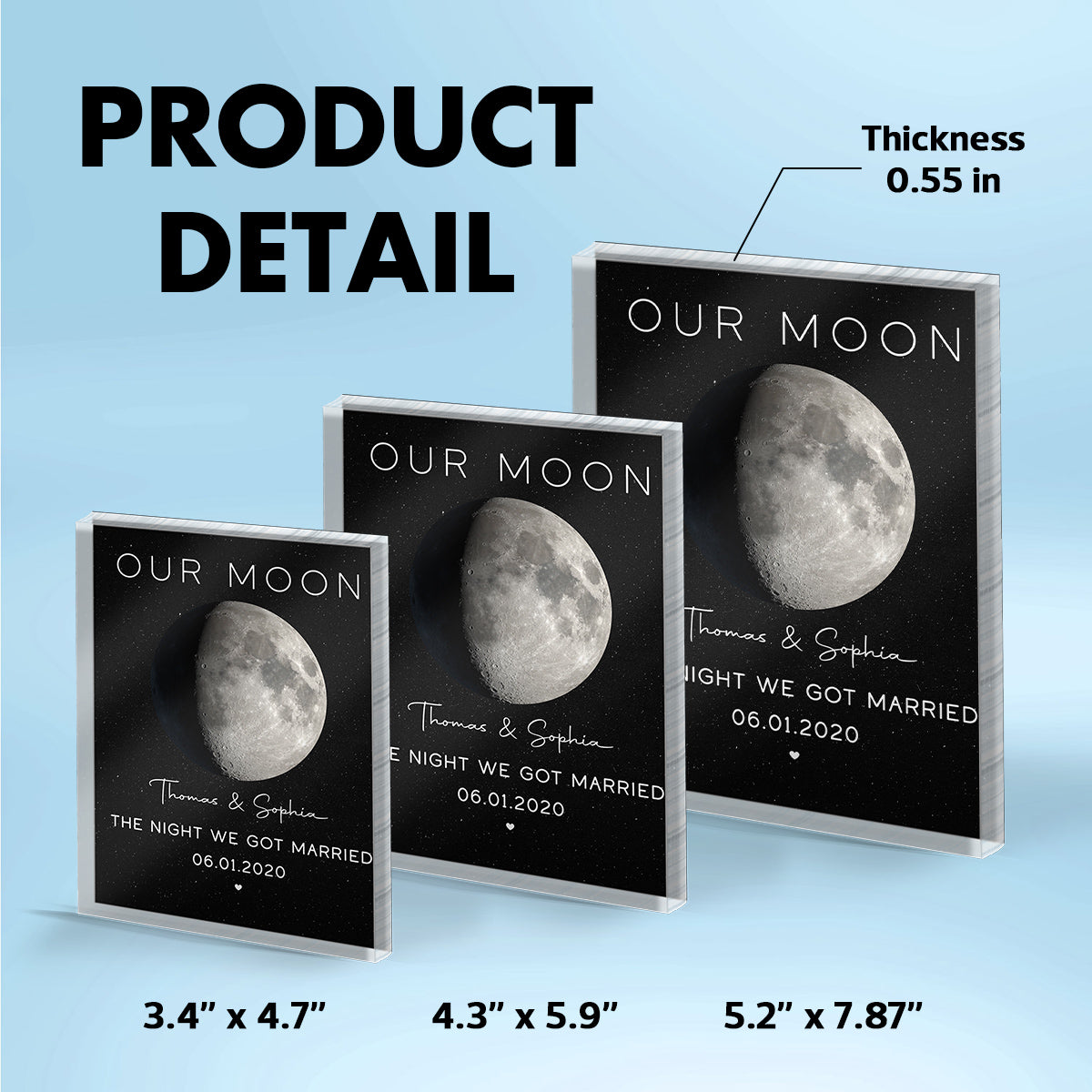Our Moon Special Day Custom Moon Phase - Personalized Acrylic Block Plaque - Valentine's Day Gift For Couple