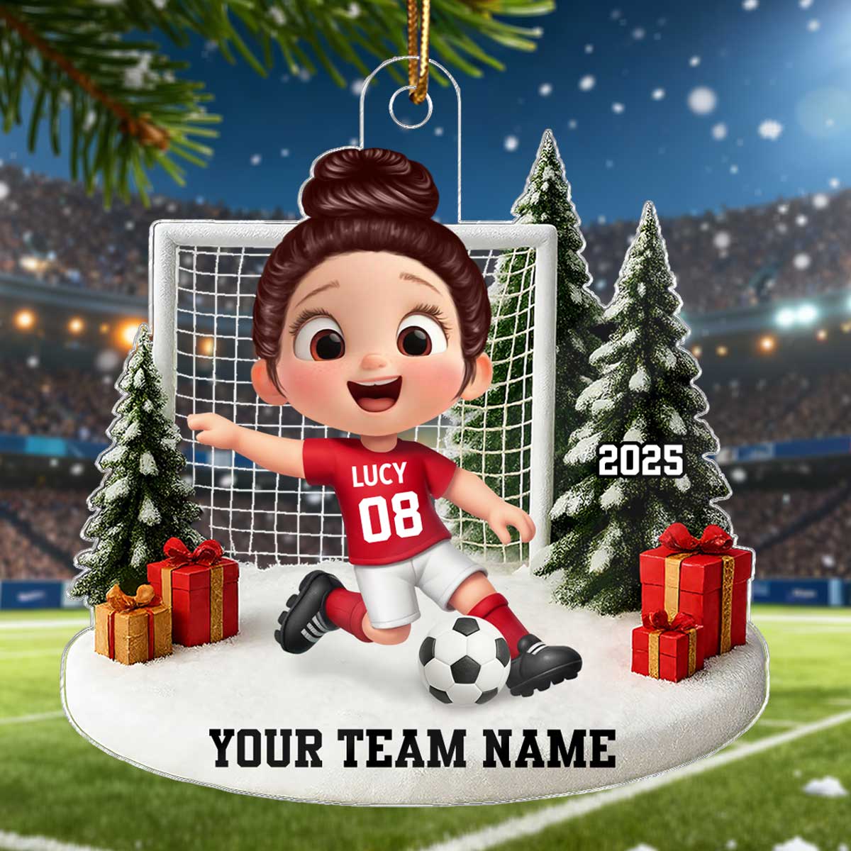 3D Effect Kid Soccer Player - Personalized Acrylic Ornament - Gift For Soccer Lovers, School Soccer Team