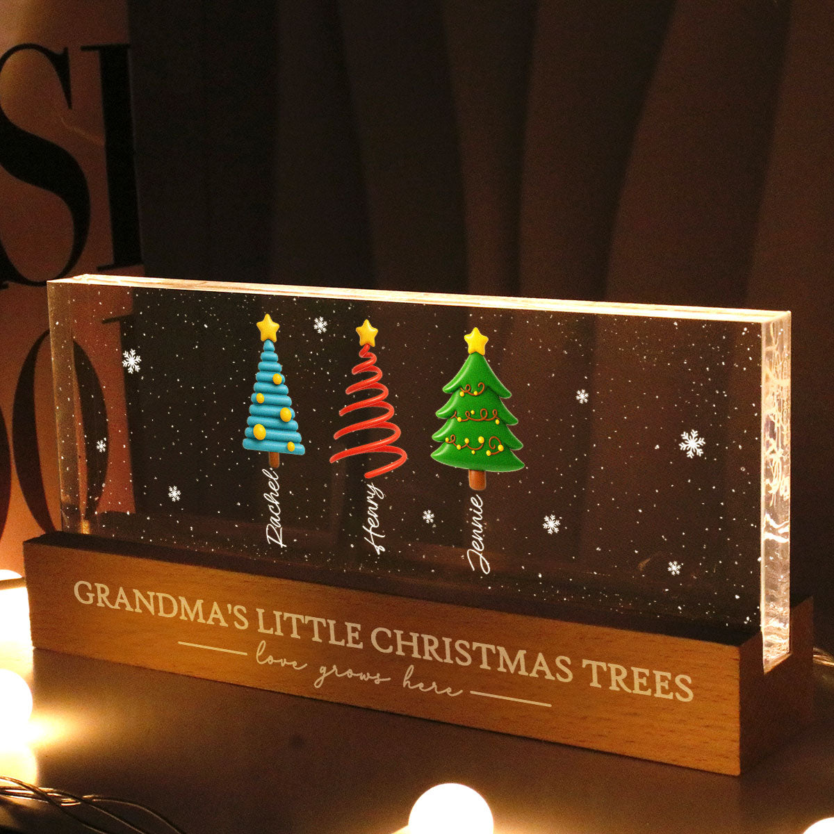 Grandma's Little Christmas Trees - Personalized LED Night Light - Heartwarming Christmas Gift For Grandma, Grandkid, Family