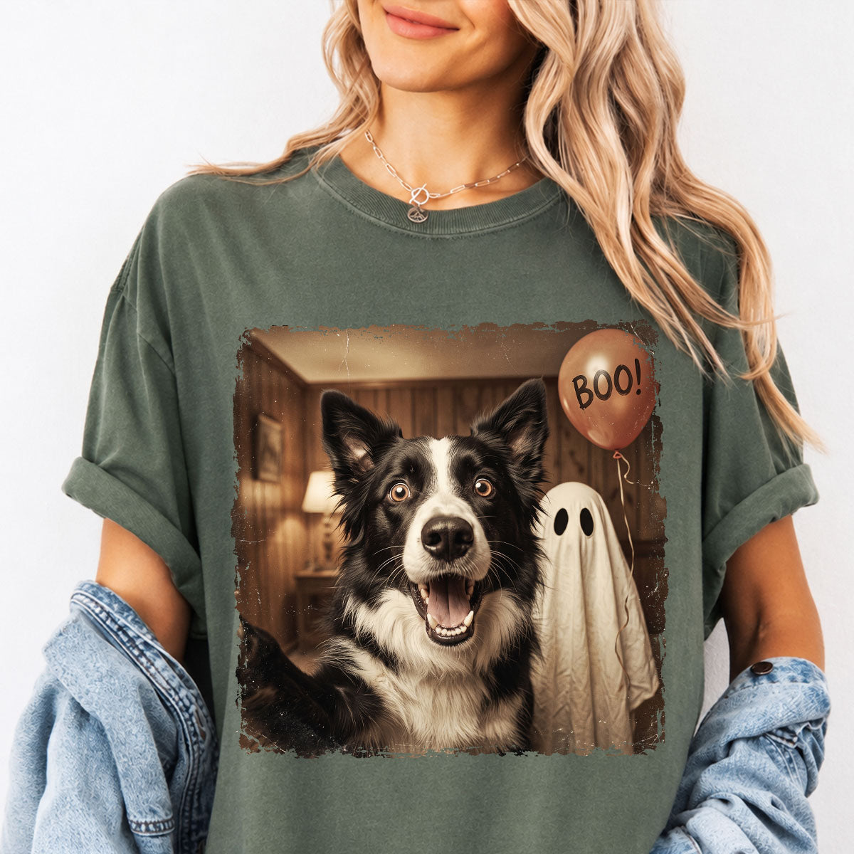 Custom Dog Cat Photo Halloween - Personalized Shirt - Trendy Vintage Spooky Tee for Pet Moms