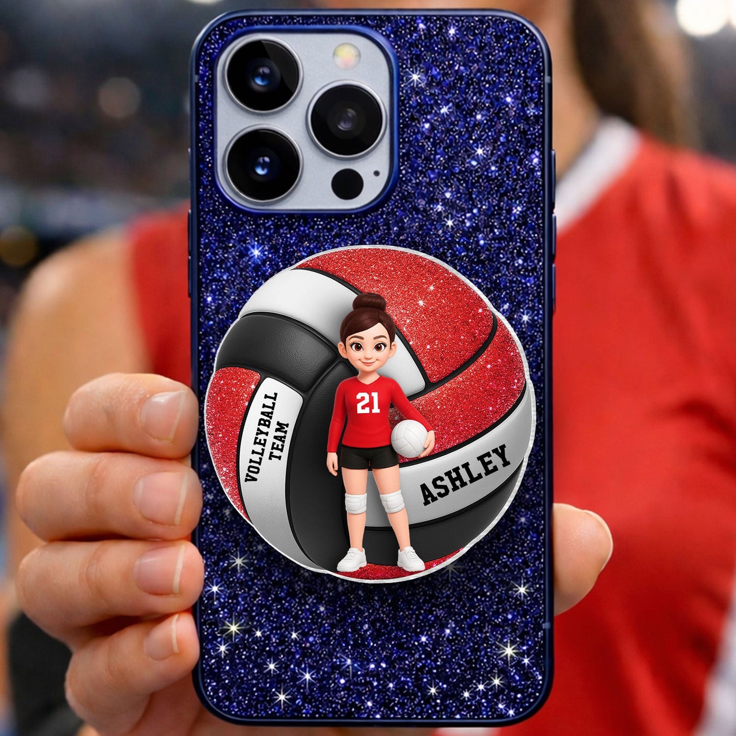 Volleyball Boy & Girl 3D Effect - Personalized Acrylic Magnetic Phone Grip - Gift for Teen Girl, Teen Boy, Girlfriend
