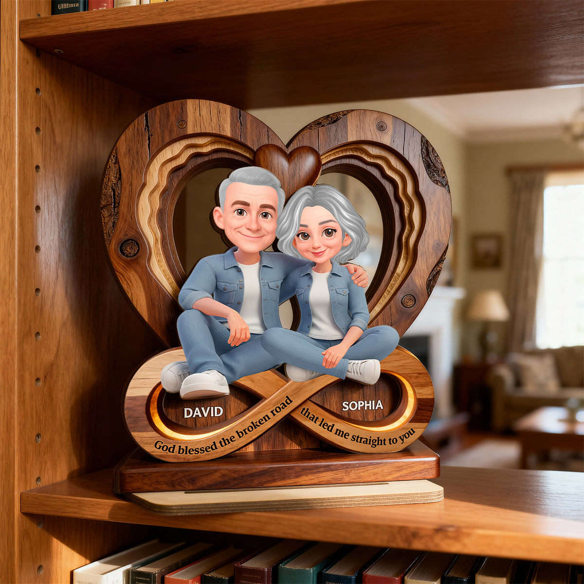 Couple Infinity Love - Personalized 2-Layered Wooden Plaque - Sentimental Valentine's Day Gift for Her, for Him