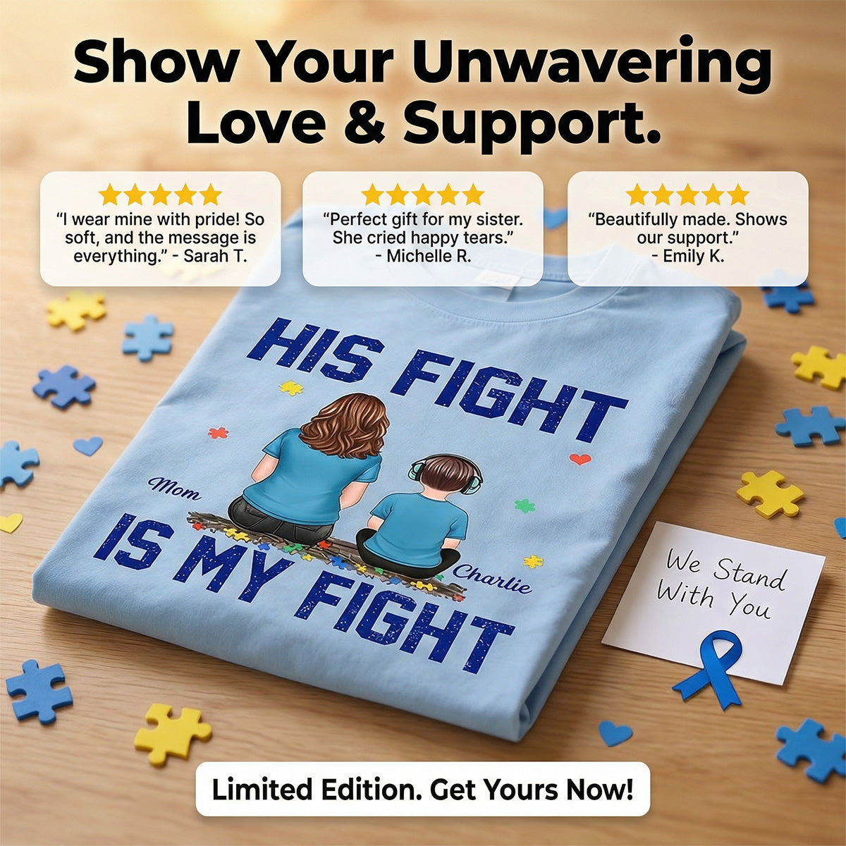 His Fight Is My Fight Autism Parent & Kid - Personalized Shirt - Autism Awareness Shirt