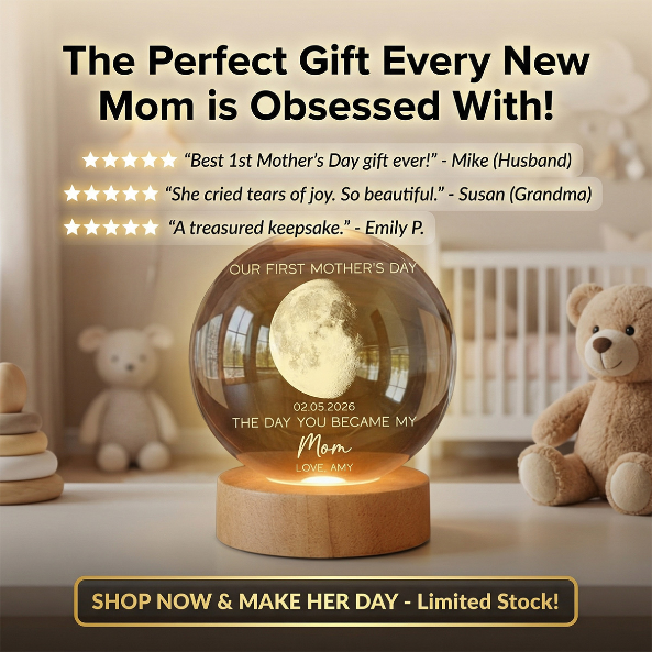 The Day You Became My Mom Custom Moon Phase First Mother's Day - Personalized Crystal Ball LED Night Light - First Mother's Day Gift For New Mom