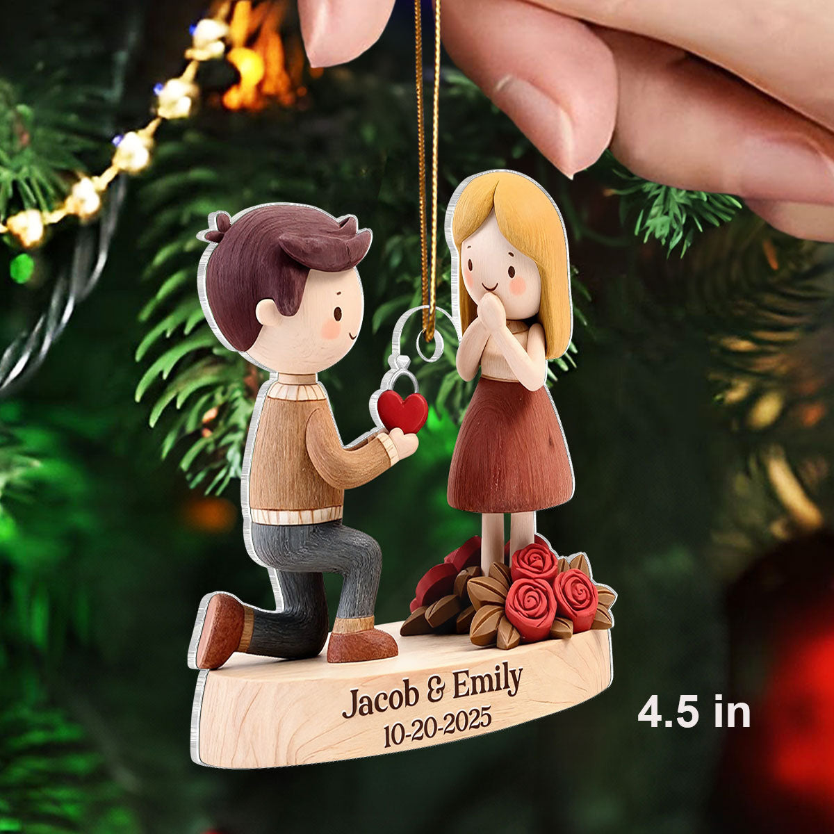 Couple Marriage Proposal Engagement - Personalized Acrylic Ornament - Custom She Said Yes Keepsake