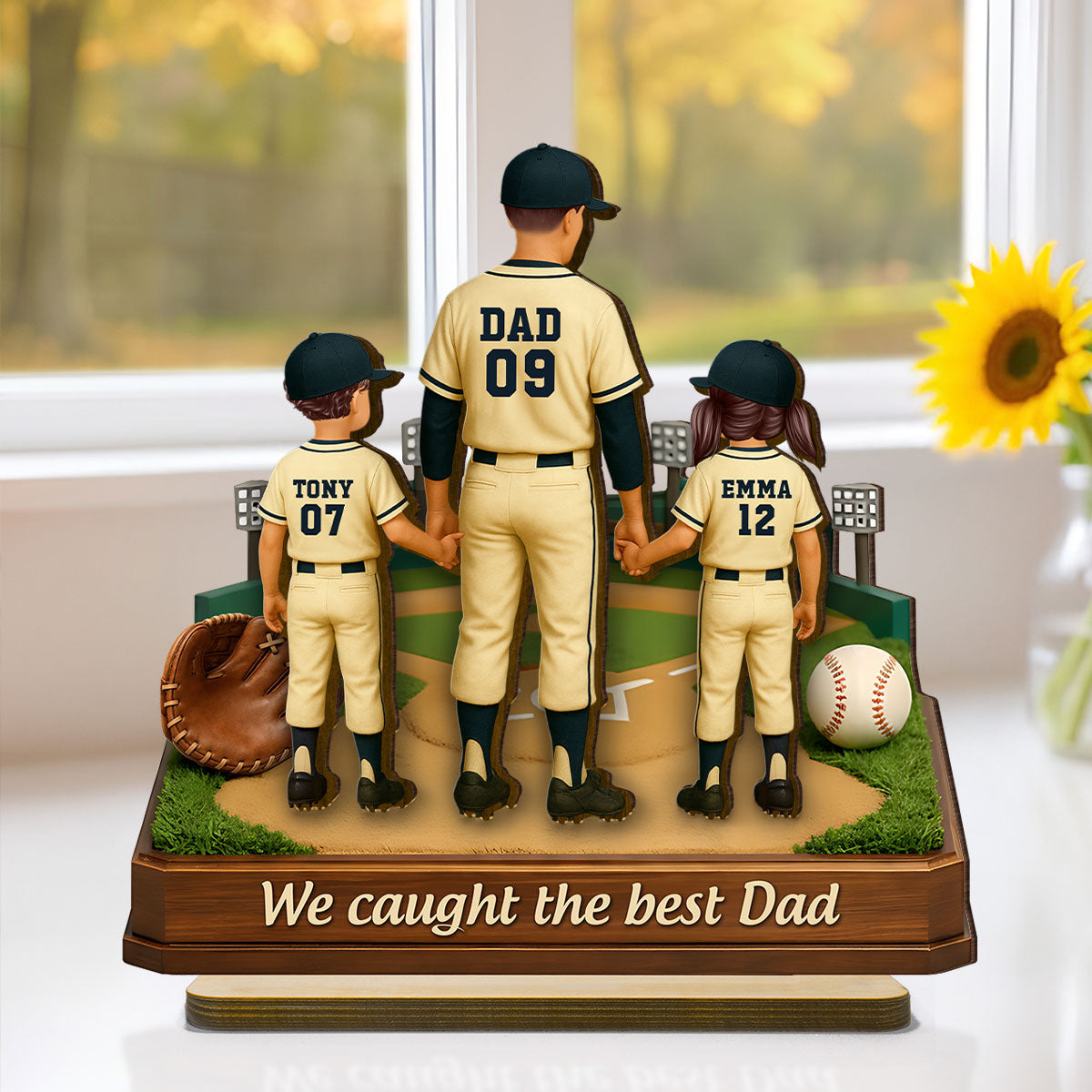We Caught The Best Dad Baseball - Personalized 2-Layered Wooden Plaque - Heartfelt Gift For Dad, Grandpa