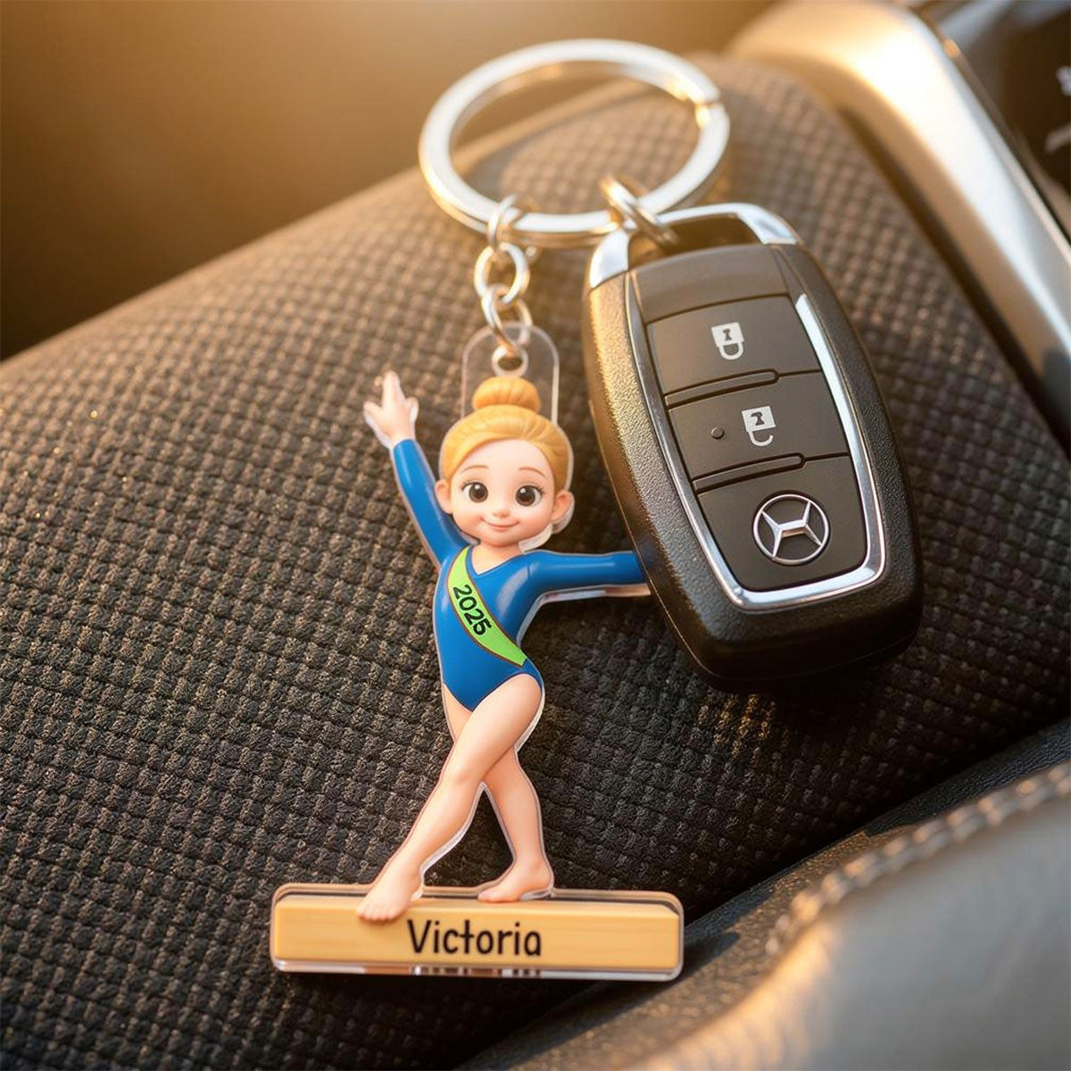 Gymnastic Girl 3D Effect - Personalized Acrylic Keychain - Custom Keyrings, Name Tags