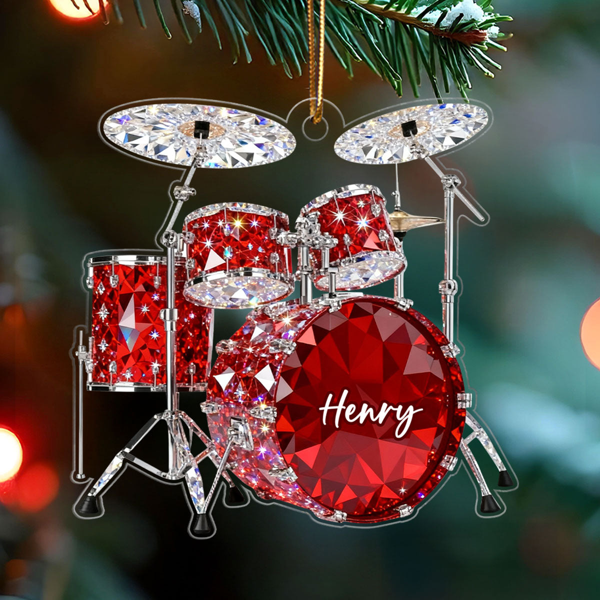 Drum Music Crystal Effect - Personalized Acrylic Ornament - Unique Christmas Gift For Drummer