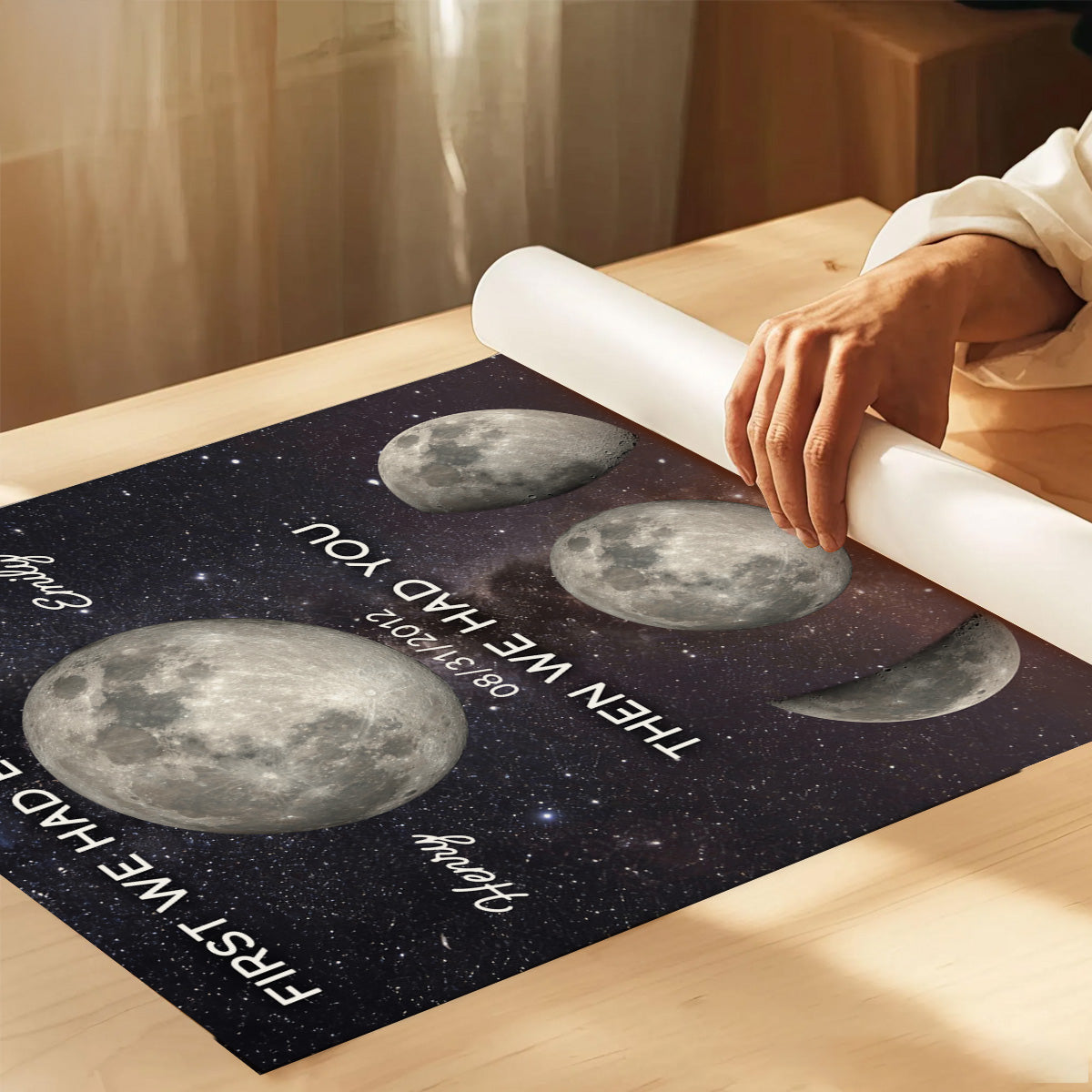 Family Forever Love We Have Everything Custom Birth Moon Phase - Personalized Poster - Gift For Mom, Dad