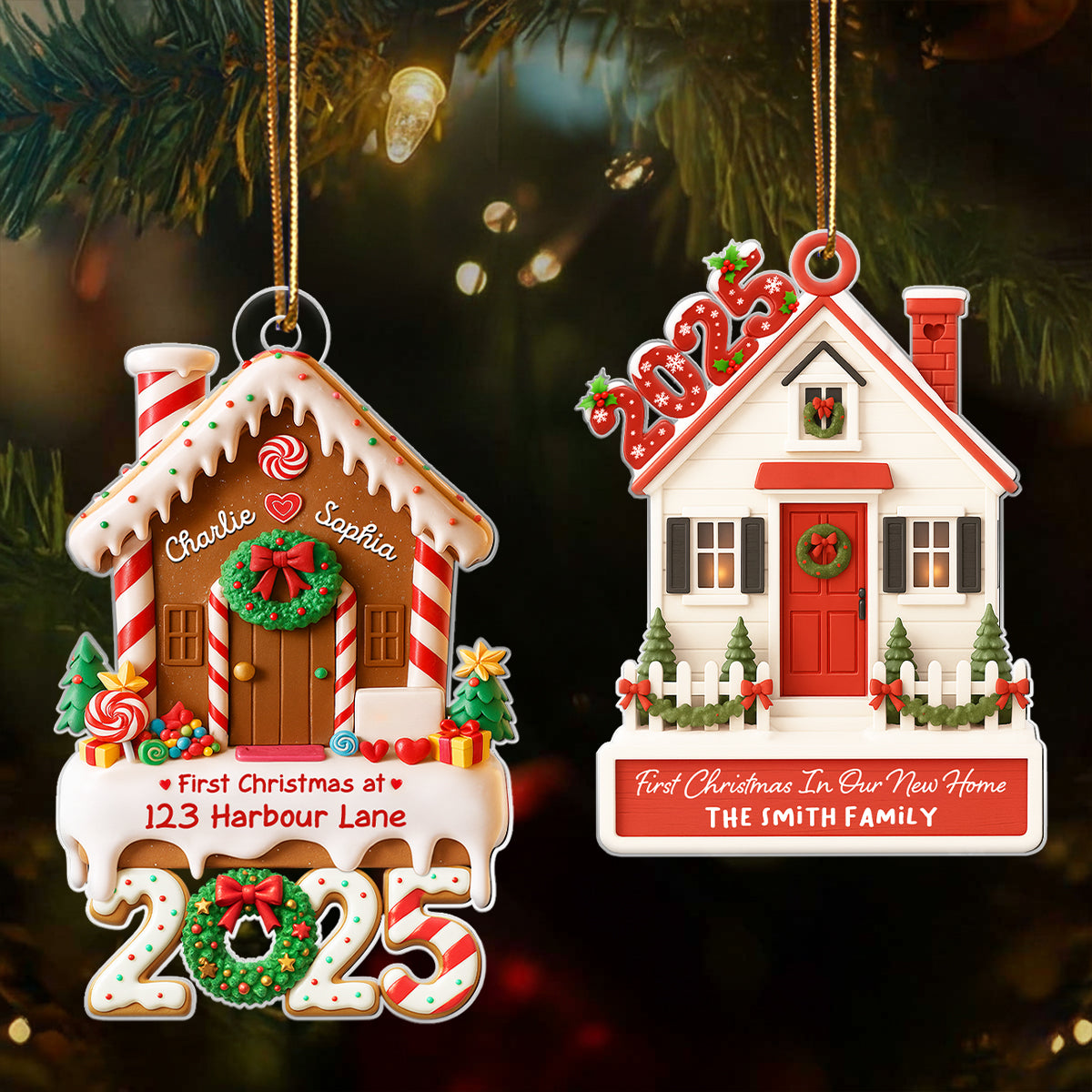 Family First Christmas In Our New Home - Personalized Acrylic Ornament - Unique Christmas Gift For Family
