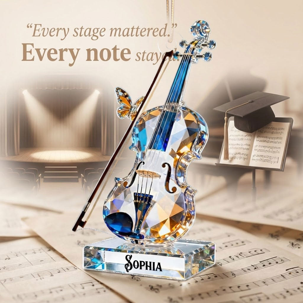 Violin Music Crystal Effect - Personalized Acrylic Ornament - Unique Christmas Gift For Violinist