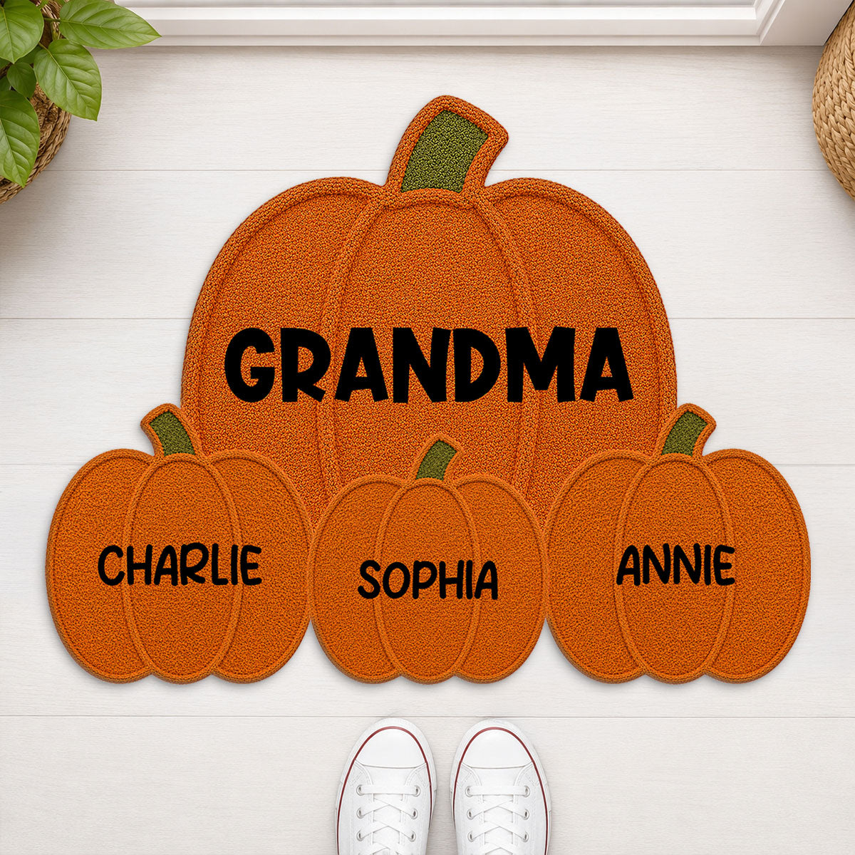 Fall Season Grandma Grandpa's Little Pumpkins - Personalized Doormat - Gift For Grandma