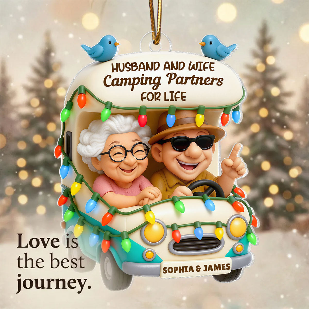 Husband And Wife Camping Partners For Life - Personalized Acrylic Ornament - Christmas Gift For Him, For Her, For Couple