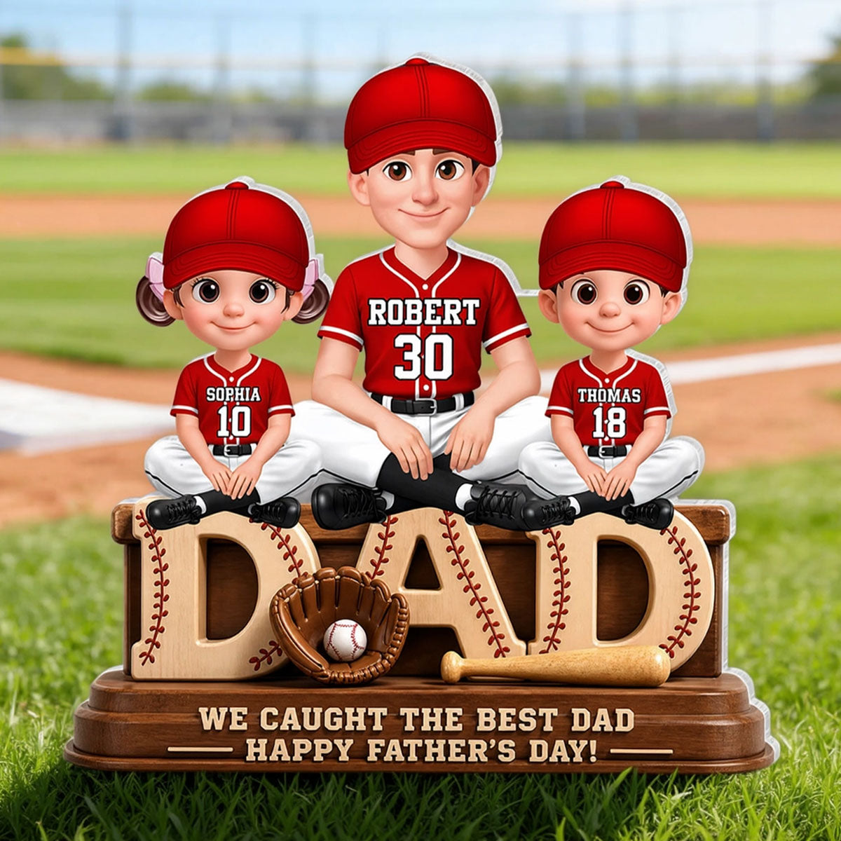 We Caught the Best Baseball Dad - Personalized Acrylic Block Plaque -  Gift for Dad, Husband