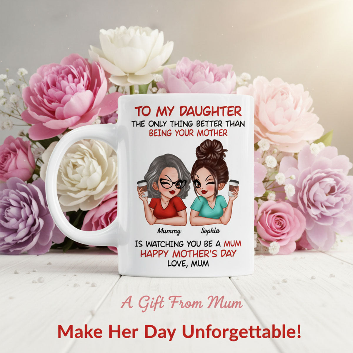 To My Daughter From Mum Happy Mother's Day - Personalised Mug - Mother's Day Gift For Daughter