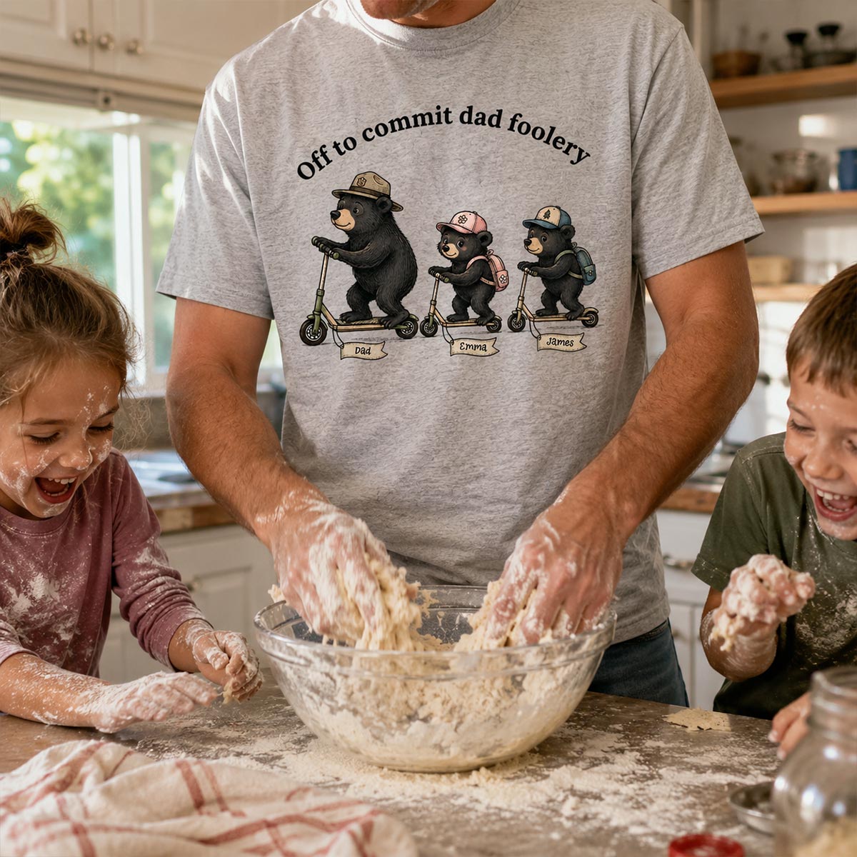 Off To Commit Dad Foolery Bear Dad & Kids - Personalized Shirt - Funny Father's Day Shirt For Husband