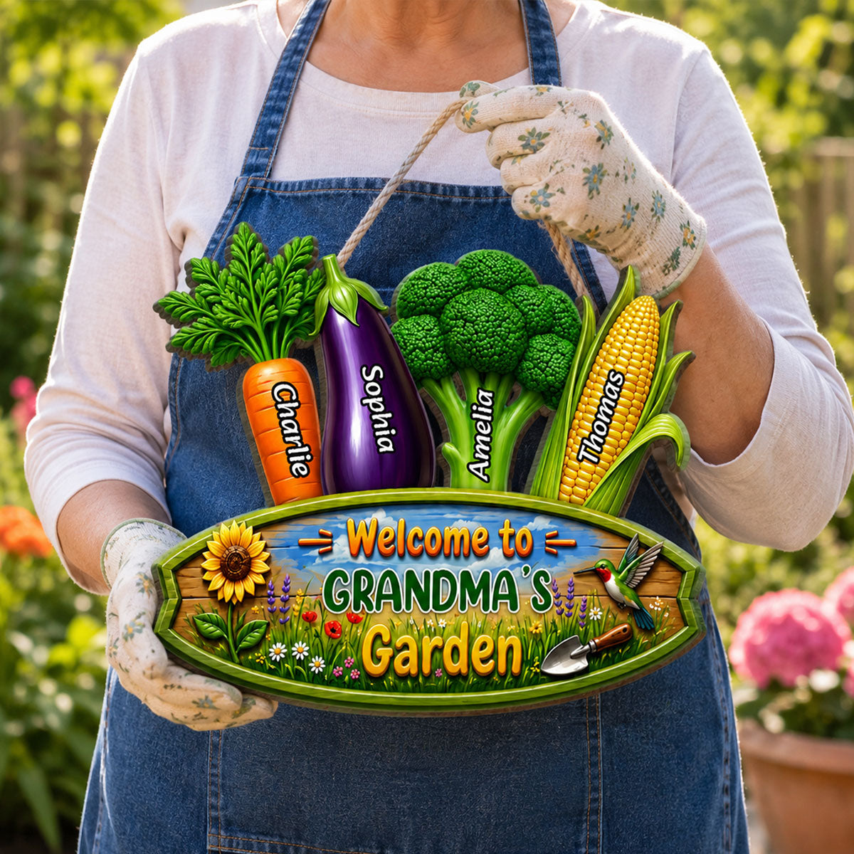 Welcome To Grandma's Garden - Personalized Wood Sign - Gift For Grandma, Garden Decorations