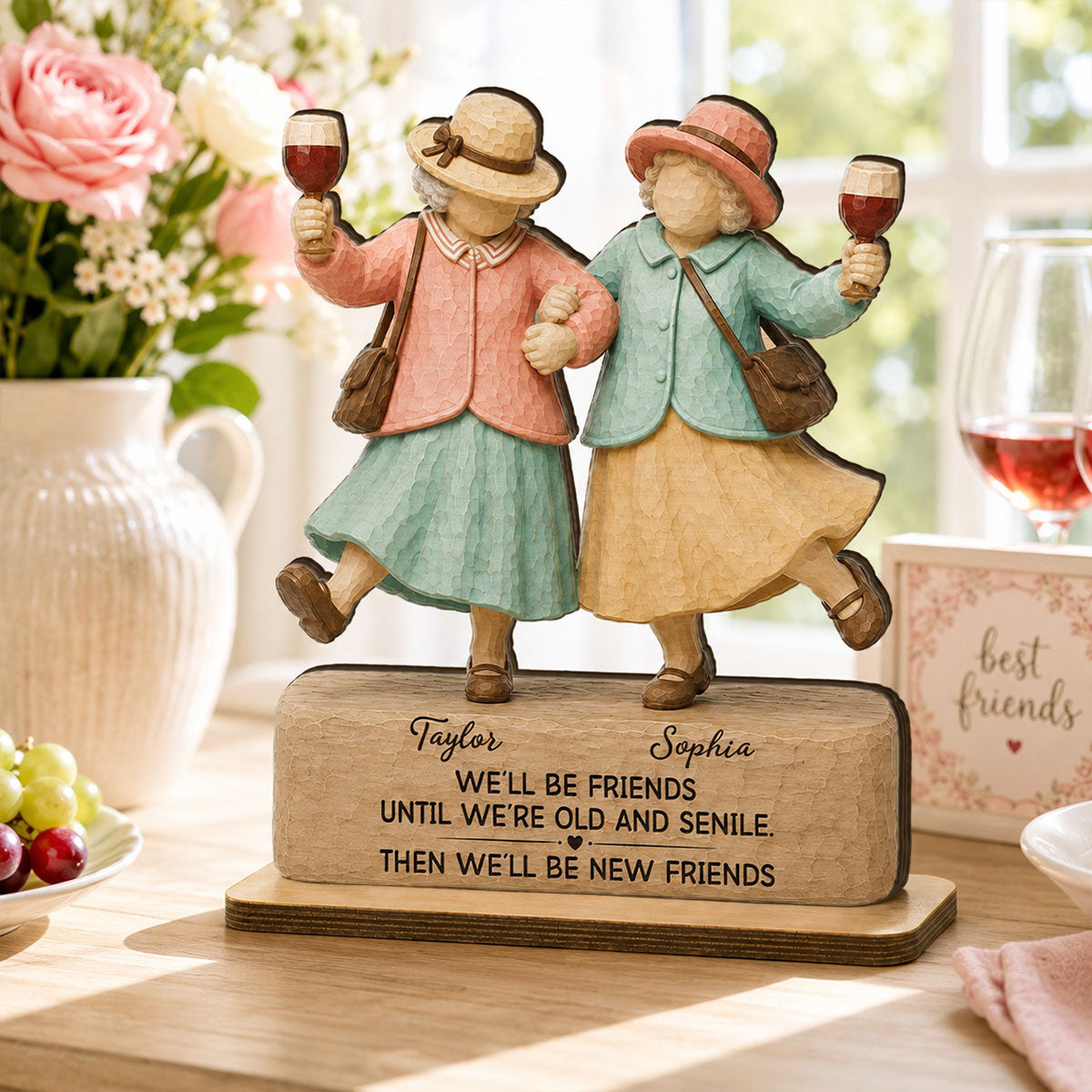 Funny We'll Be Friends - Personalized 2 Layered Wooden Plaque - Gift For Besties, Best Friends