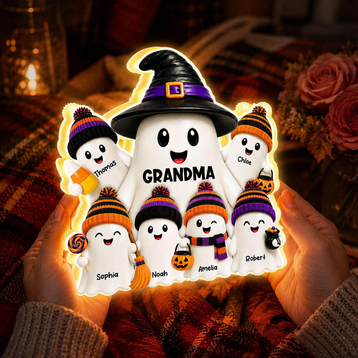Mysterical Grandma's Boo Crew - Personalized Light Box - Halloween Decoration For Grandma