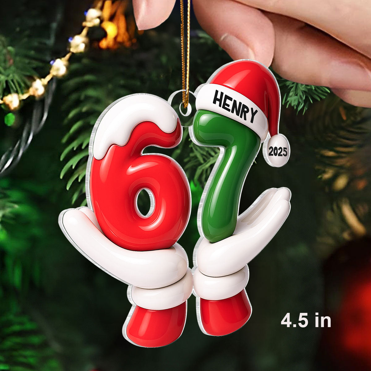 Santa Six Seven Viral Quote Gen Z Tiktok Trend - Personalized Acrylic Ornament - Christmas Gift for Kid, Grandkids
