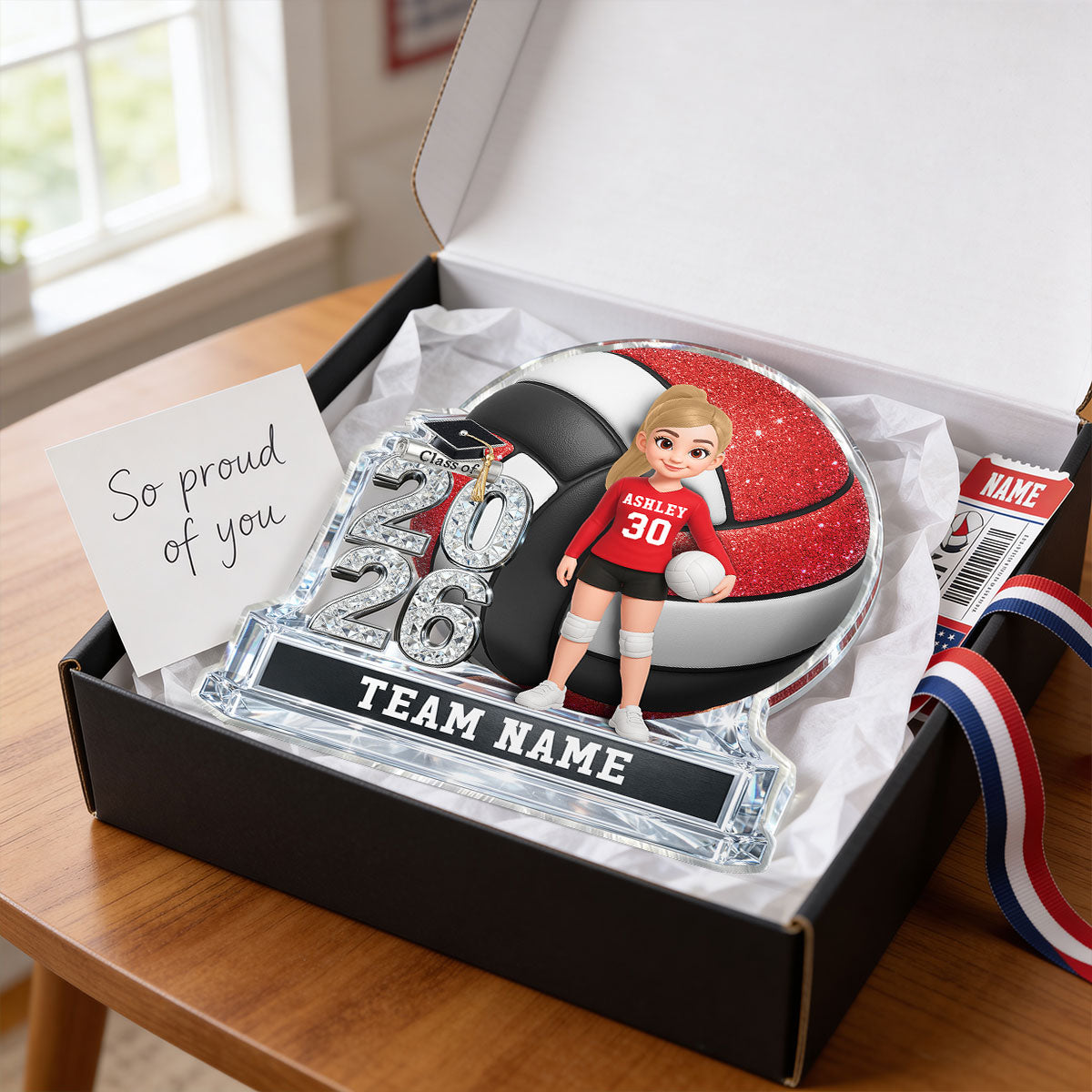 Volleyball Senior Keepsake 2D Flat - Personalized Acrylic Block Plaque - Graduation Gift For Daughter, Son Graduates, Class of 2026